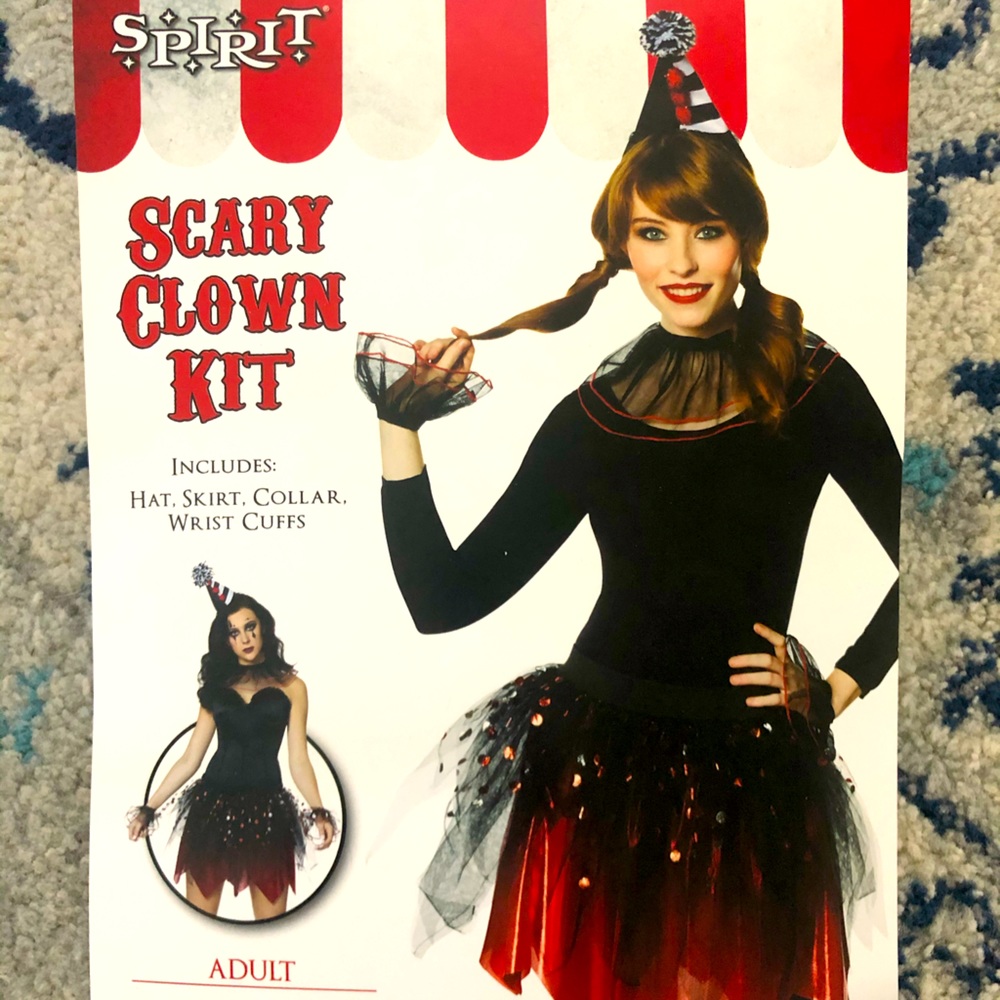 Women’s Killer Clown Costume Skirt Hat Tights